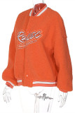 Orange Fashion Casual Letter Print Cardigan Outerwear