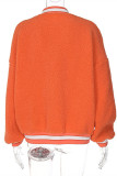 Orange Fashion Casual Letter Print Cardigan Outerwear