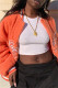 Orange Fashion Casual Letter Print Cardigan Outerwear