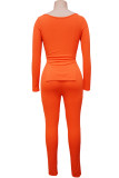 Purple Fashion Casual Solid Slit Square Collar Long Sleeve Two Pieces