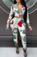 White Casual Print Patchwork Long Sleeve Two Pieces