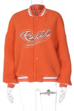 Orange Fashion Casual Letter Print Cardigan Outerwear
