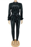 Brown Fashion Casual Solid With Belt Regular Jumpsuits