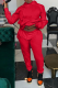 Red Casual Solid Patchwork Hooded Collar Long Sleeve Two Pieces