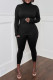Black Casual Solid Patchwork Half A Turtleneck Long Sleeve Two Pieces