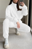 Blue Fashion Casual Solid Patchwork Turtleneck Long Sleeve Two Pieces