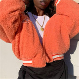Orange Fashion Casual Letter Print Cardigan Outerwear