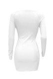 Pink Sexy Casual Solid Hollowed Out O Neck Long Sleeve Dresses