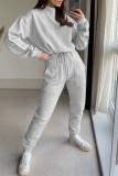 Blue Fashion Casual Solid Patchwork Turtleneck Long Sleeve Two Pieces