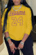 Yellow Casual Letter Print Patchwork O Neck Tops
