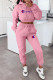 Pink Fashion Street Print Letter Hooded Collar Long Sleeve Two Pieces
