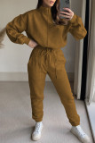Blue Fashion Casual Solid Patchwork Turtleneck Long Sleeve Two Pieces