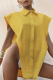 Yellow Casual Solid Split Joint Turndown Collar Tops