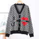 Black Fashion Casual Letter Patchwork V Neck Tops