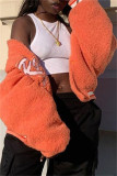 Orange Fashion Casual Letter Print Cardigan Outerwear