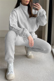 Blue Fashion Casual Solid Patchwork Turtleneck Long Sleeve Two Pieces