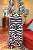Multicolor Fashion Casual Print Patchwork Turndown Collar Long Sleeve Two Pieces