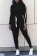 Black Casual Solid Patchwork O Neck Long Sleeve Two Pieces