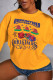 Yellow Sweet Party Print Patchwork Letter O Neck Tops