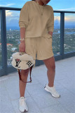 White Fashion Casual Solid Basic O Neck Long Sleeve Two Pieces