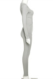 Grey Casual Sportswear Solid Basic O Neck Skinny Jumpsuits