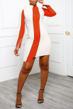 Pink Sexy Solid Patchwork Half A Turtleneck Irregular Dress Dresses