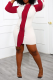 Red Sexy Solid Patchwork Half A Turtleneck Irregular Dress Dresses