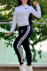White Fashion Casual Print Patchwork Zipper Collar Long Sleeve Two Pieces