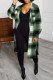 Green Casual Plaid Patchwork Turndown Collar Outerwear