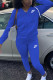 Blue Sportswear Letter Solid Embroidered Hooded Collar Long Sleeve Two Pieces