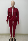 Black Casual Solid Patchwork Hooded Collar Long Sleeve Two Pieces
