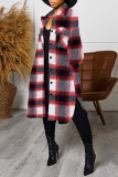 Pink Casual Plaid Split Joint Turndown Collar Outerwear