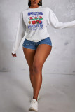 Yellow Sweet Party Print Patchwork Letter O Neck Tops