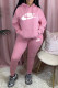 Pink Fashion Sportswear Print Patchwork Hooded Collar Long Sleeve Two Pieces
