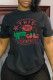 Black Street Party Print Patchwork Letter O Neck T-Shirts