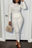 Yellow Casual Sportswear Solid Basic O Neck Long Sleeve Two Pieces