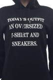Black Casual Street Letter Print Patchwork Slit Hooded Collar Long Sleeve Dresses