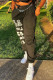 Black Fashion Casual Letter Print Basic Regular Mid Waist Trousers