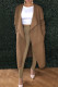 Brown Fashion Casual Solid Cardigan Turndown Collar Outerwear