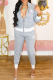 Grey Casual Print Letter Zipper Collar Long Sleeve Two Pieces