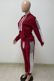 Black Casual Solid Patchwork Hooded Collar Long Sleeve Two Pieces