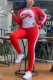 Red Casual Print Letter Zipper Collar Long Sleeve Two Pieces（Without T-shirt）