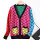 Multicolor Fashion Celebrities Letter Patchwork V Neck Tops