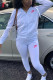 White Sportswear Letter Solid Embroidered Hooded Collar Long Sleeve Two Pieces