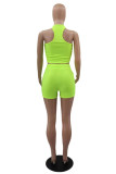 Yellow Casual Sportswear Solid Vests O Neck Sleeveless Two Pieces