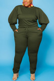 Ginger Sexy Solid O Neck Plus Size