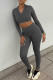 Grey Casual Sportswear Solid Basic Zipper Collar Long Sleeve Two Pieces