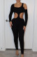 Black Sexy Casual Solid Hollowed Out U Neck Skinny Jumpsuits