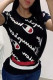 Black Fashion Street Print Patchwork O Neck T-Shirts