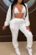White Sexy Solid Patchwork Zipper Zipper Collar Long Sleeve Three Pieces
